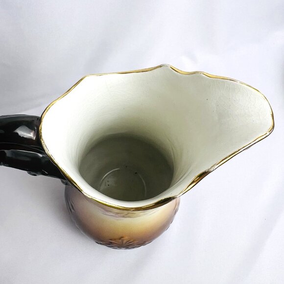 Antique Warwick China Pitcher Hand Painted Floral Embossed Ewer 10” 1905-1920 - Picture 5 of 10
